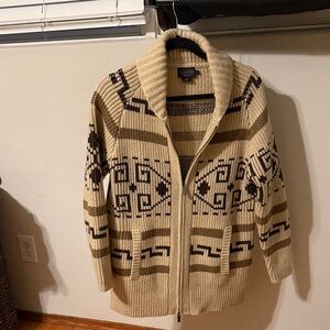 Pendleton Beige and Brown Zip Up Sweater